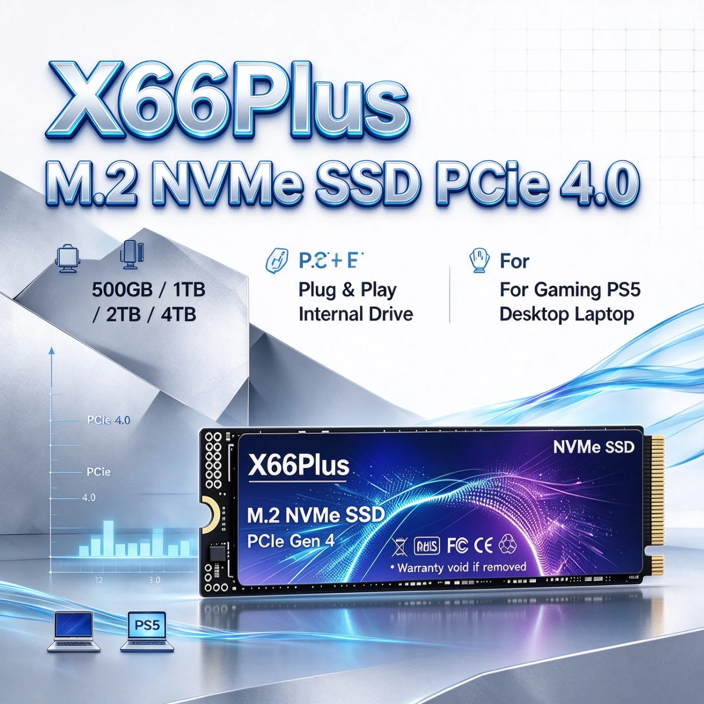 NVMe M.2 SSD PCIe 4.0 X66Plus  - M.2 Nvme 4Tb Pcie 4.0 Ssd recension och pris
