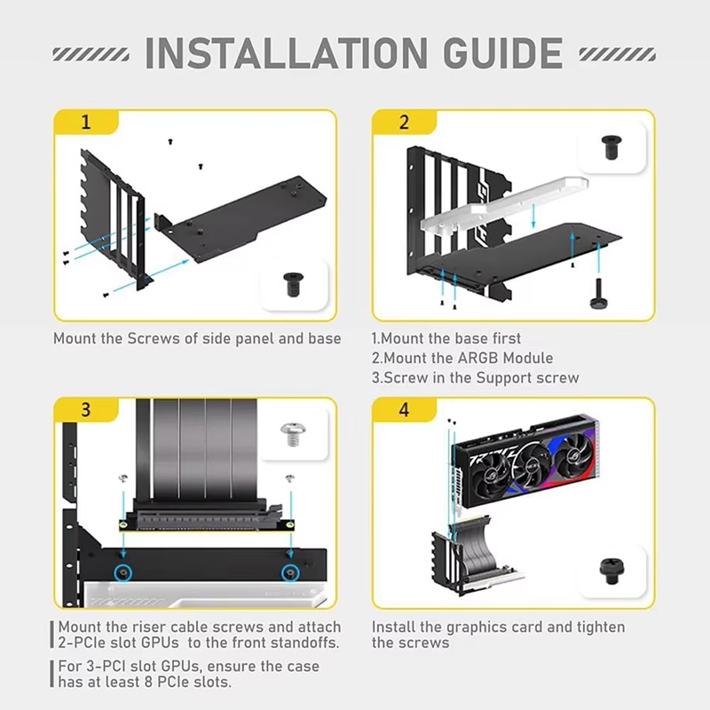 ●Vertical GPU Mounting Bracket - Pcie 4.0 X16 Riser Cable 90 Degree recension och pris